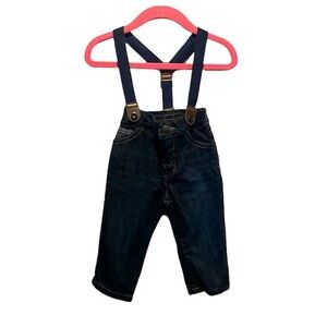 Gymboree Baby Boy’s Suspender Pants Dark Wash Jeans Size 6-12 Months